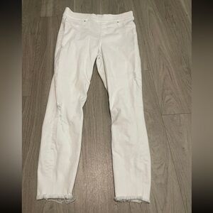 SPANX White Jeans with Frayed Hem
